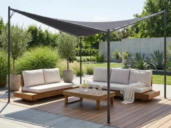Discount Beliani Gazebo AVENTINE Metallo 300 cm 300 cm Grigio scuro Grigio Nero
