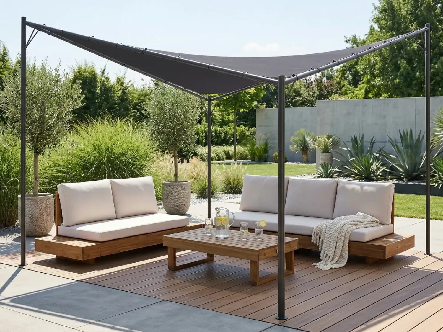 Discount Beliani Gazebo AVENTINE Metallo 300 cm 300 cm Grigio scuro Grigio Nero
