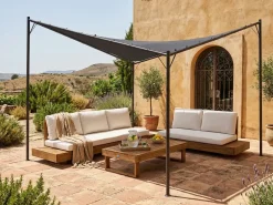 Discount Beliani Gazebo AVENTINE Metallo 300 cm 300 cm Grigio scuro Grigio Nero
