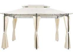 Online Beliani Gazebo COLOS Metallo 400 cm 300 cm Beige Beige Nero