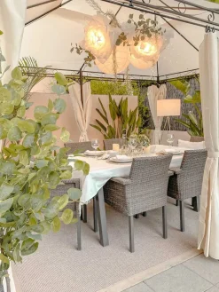 Online Beliani Gazebo COLOS Metallo 400 cm 300 cm Beige Beige Nero