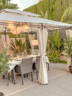 Online Beliani Gazebo COLOS Metallo 400 cm 300 cm Beige Beige Nero