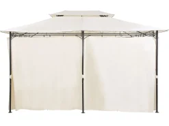 Online Beliani Gazebo COLOS Metallo 400 cm 300 cm Beige Beige Nero