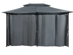 Online Beliani Gazebo COLOS Metallo 400 cm 300 cm Grigio grafite Grigio Nero