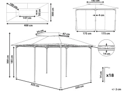 Online Beliani Gazebo COLOS Metallo 400 cm 300 cm Grigio grafite Grigio Nero