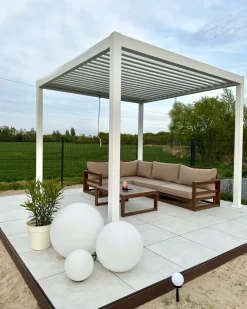 Online Beliani Gazebo FORNOLI Metallo 296 cm 296 cm Bianco