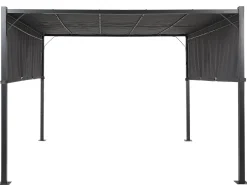 Online Beliani Gazebo LED PARGA Metallo 310 cm 310 cm Grigio scuro Grigio Nero