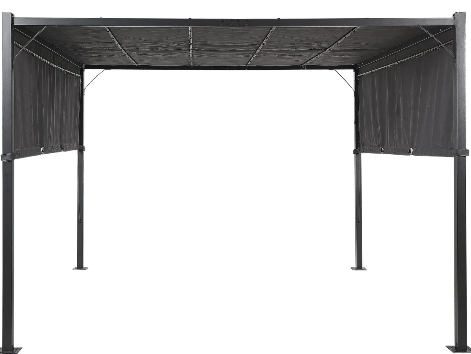 Online Beliani Gazebo LED PARGA Metallo 310 cm 310 cm Grigio scuro Grigio Nero