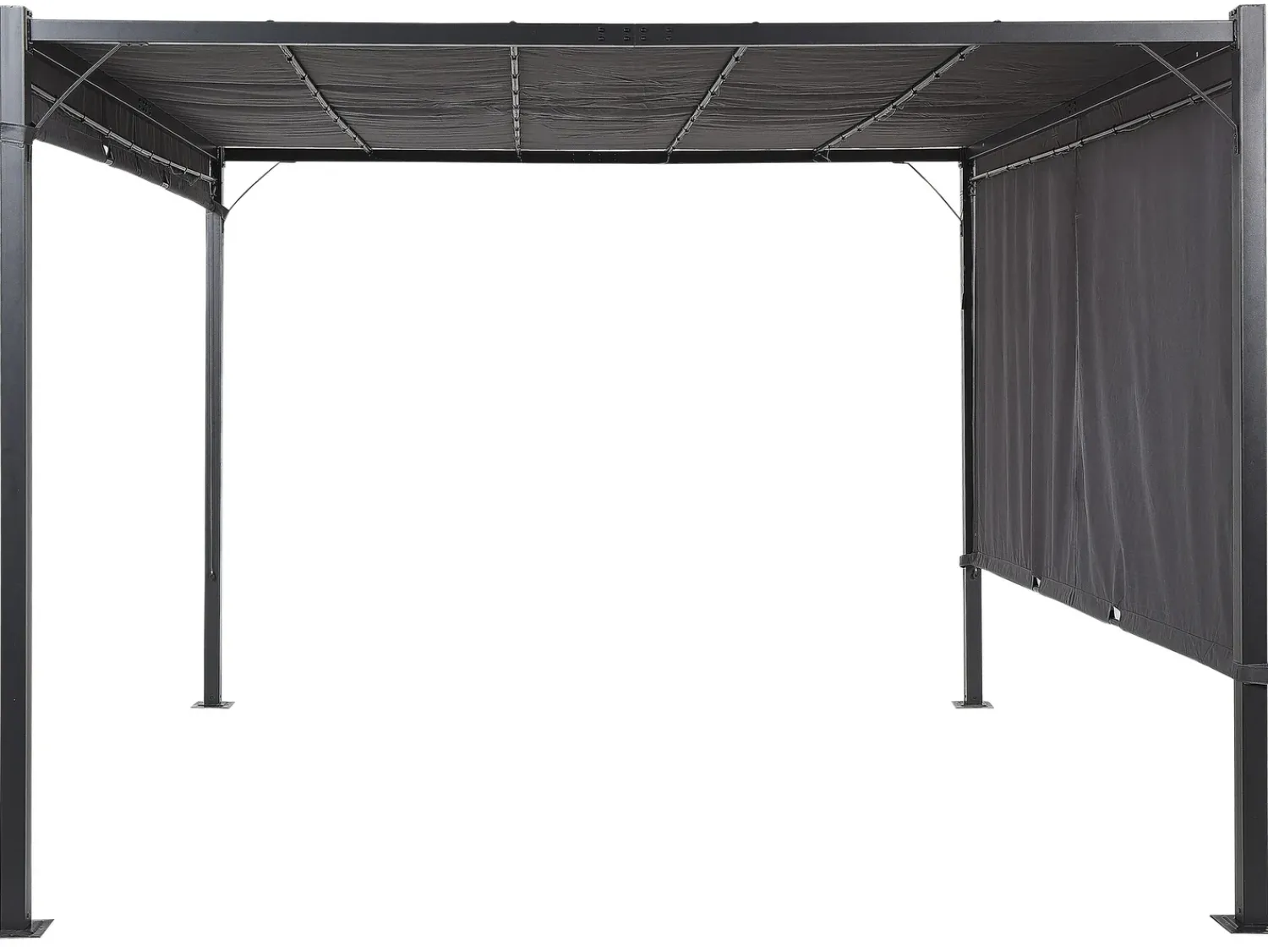 Online Beliani Gazebo LED PARGA Metallo 310 cm 310 cm Grigio scuro Grigio Nero
