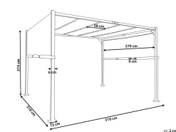 Online Beliani Gazebo LED PARGA Metallo 310 cm 310 cm Grigio scuro Grigio Nero