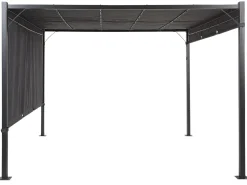 Online Beliani Gazebo LED PARGA Metallo 310 cm 310 cm Grigio scuro Grigio Nero