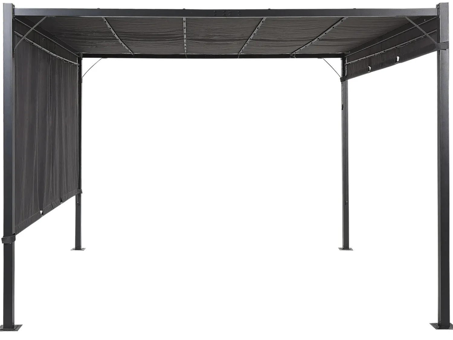 Online Beliani Gazebo LED PARGA Metallo 310 cm 310 cm Grigio scuro Grigio Nero