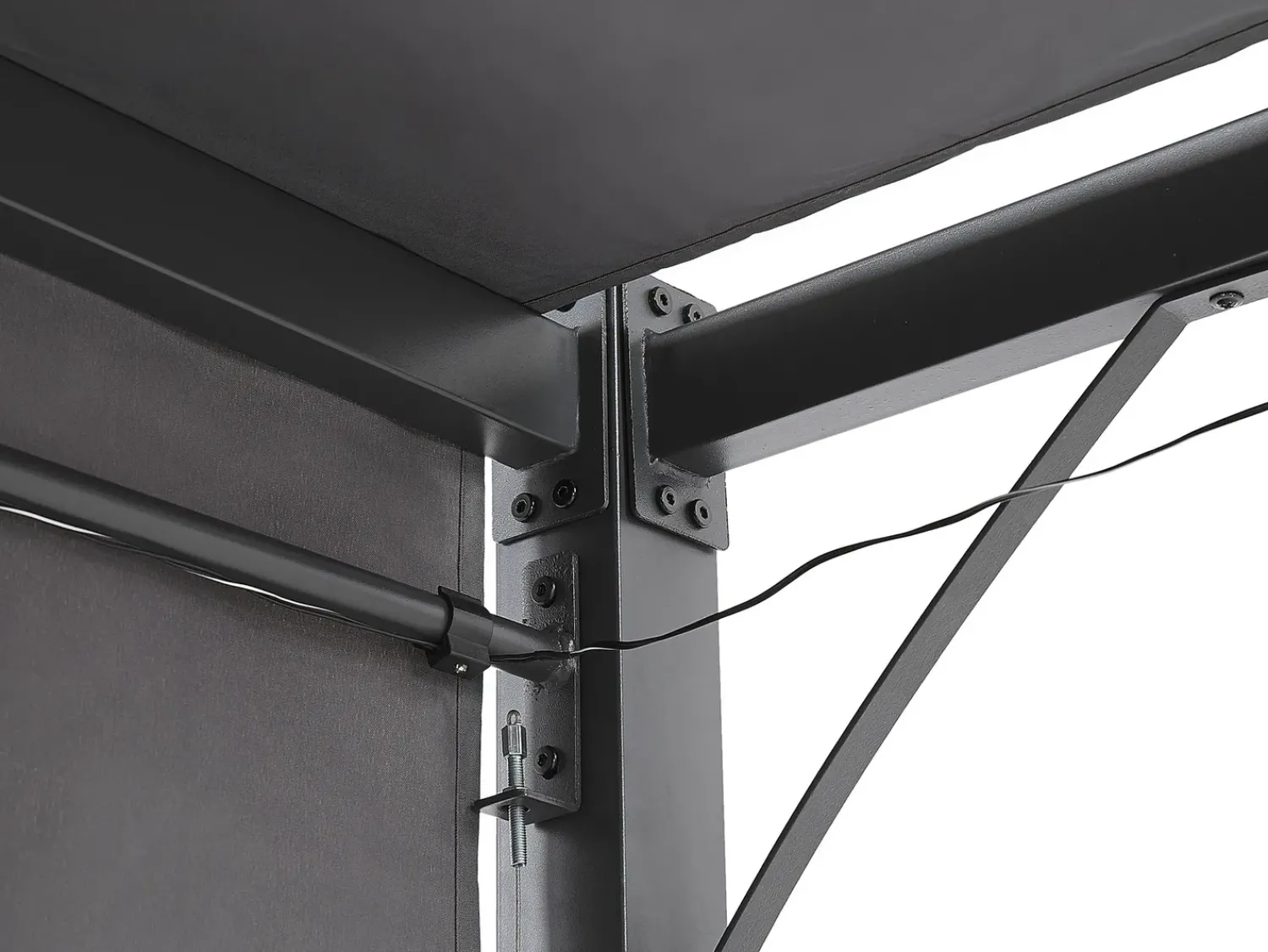 Online Beliani Gazebo LED PARGA Metallo 310 cm 310 cm Grigio scuro Grigio Nero