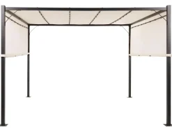 Outlet Beliani Gazebo LED PARGA Metallo 310 cm 310 cm Beige Beige Nero