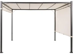 Outlet Beliani Gazebo LED PARGA Metallo 310 cm 310 cm Beige Beige Nero