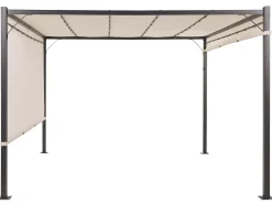 Outlet Beliani Gazebo LED PARGA Metallo 310 cm 310 cm Beige Beige Nero