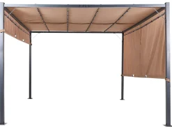 Clearance Beliani Gazebo LED PARGA Metallo 310 cm 310 cm Marrone Marrone Nero