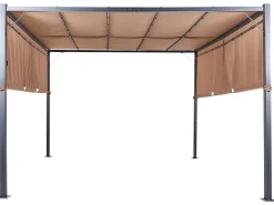 Clearance Beliani Gazebo LED PARGA Metallo 310 cm 310 cm Marrone Marrone Nero