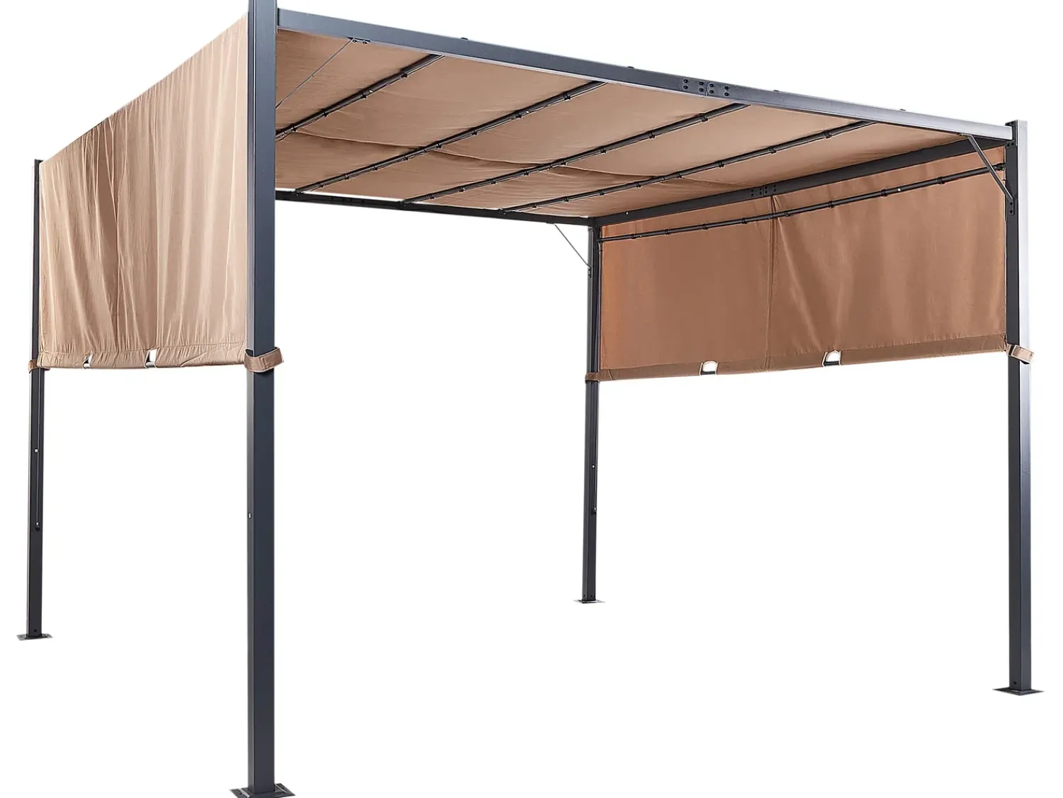 Clearance Beliani Gazebo LED PARGA Metallo 310 cm 310 cm Marrone Marrone Nero