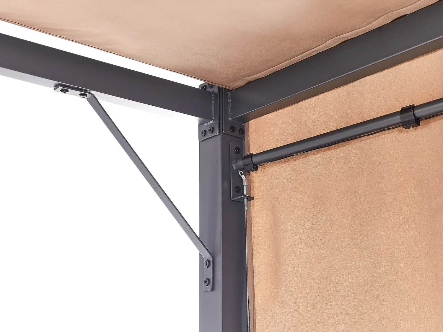 Clearance Beliani Gazebo LED PARGA Metallo 310 cm 310 cm Marrone Marrone Nero