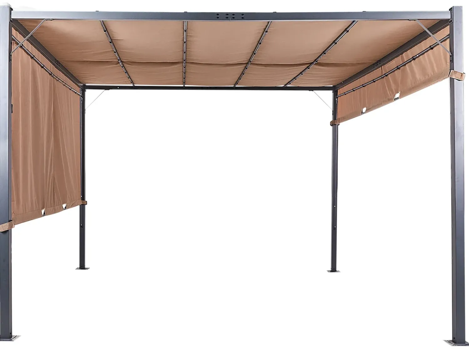 Clearance Beliani Gazebo LED PARGA Metallo 310 cm 310 cm Marrone Marrone Nero
