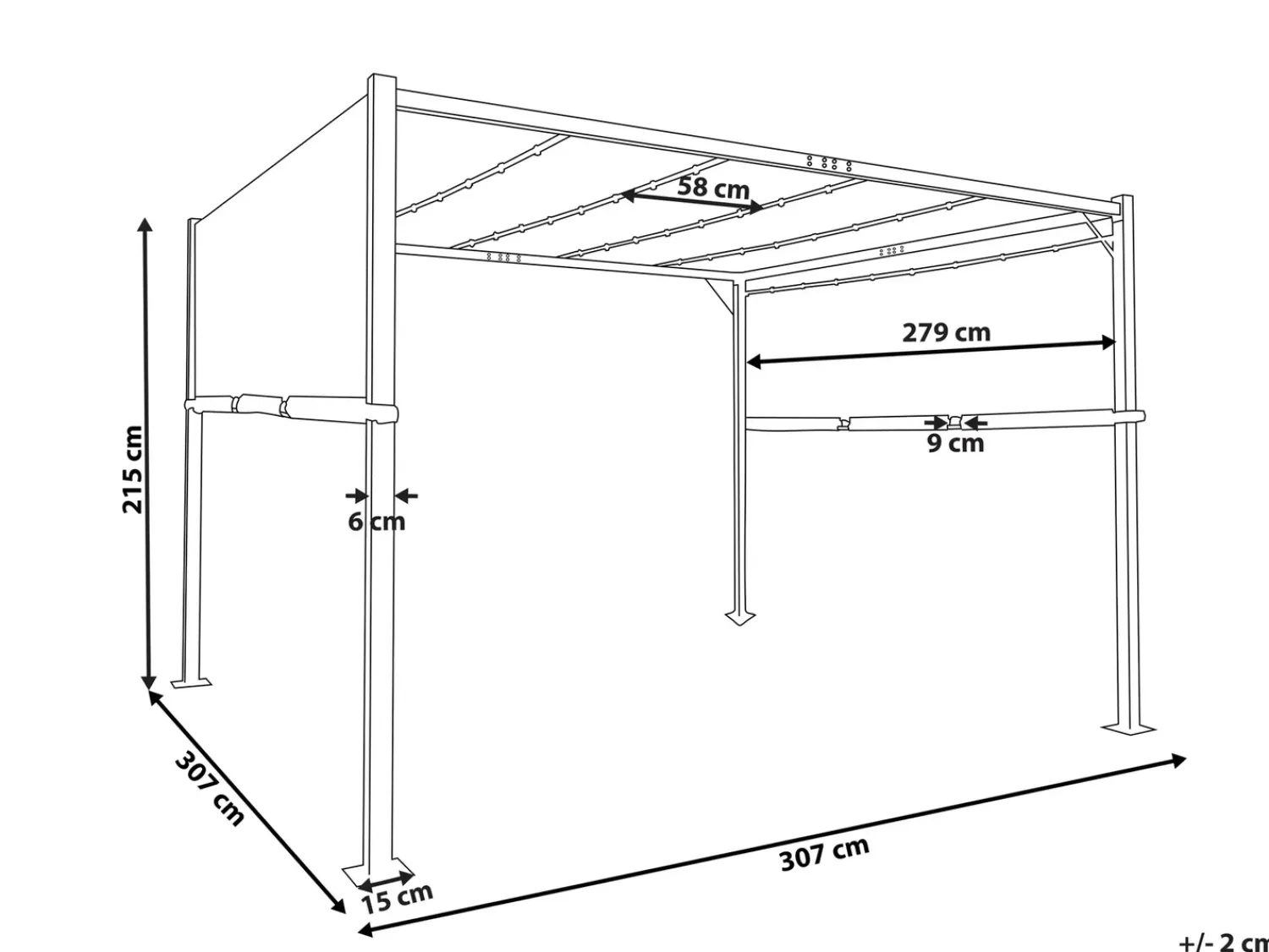 Clearance Beliani Gazebo LED PARGA Metallo 310 cm 310 cm Marrone Marrone Nero