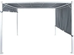 Hot Beliani Gazebo LED PARGA Metallo 310 cm 310 cm Grigio Bianco Grigio
