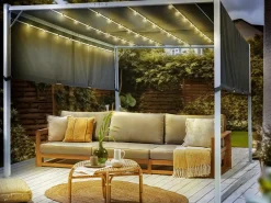 Hot Beliani Gazebo LED PARGA Metallo 310 cm 310 cm Grigio Bianco Grigio