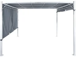 Hot Beliani Gazebo LED PARGA Metallo 310 cm 310 cm Grigio Bianco Grigio