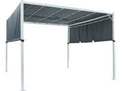 Hot Beliani Gazebo LED PARGA Metallo 310 cm 310 cm Grigio Bianco Grigio