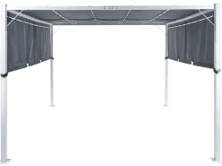 Hot Beliani Gazebo LED PARGA Metallo 310 cm 310 cm Grigio Bianco Grigio