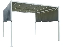 Hot Beliani Gazebo LED PARGA Metallo 310 cm 310 cm Grigio Bianco Grigio