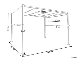 Hot Beliani Gazebo LED PARGA Metallo 310 cm 310 cm Grigio Bianco Grigio