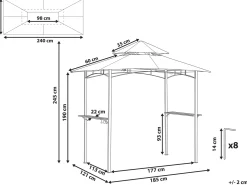 New Beliani Gazebo NARO Metallo 240 cm 148 cm Beige Beige Nero