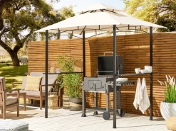 New Beliani Gazebo NARO Metallo 240 cm 148 cm Beige Beige Nero