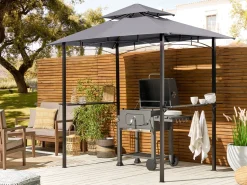 New Beliani Gazebo NARO Metallo 240 cm 148 cm Grigio Grigio Nero