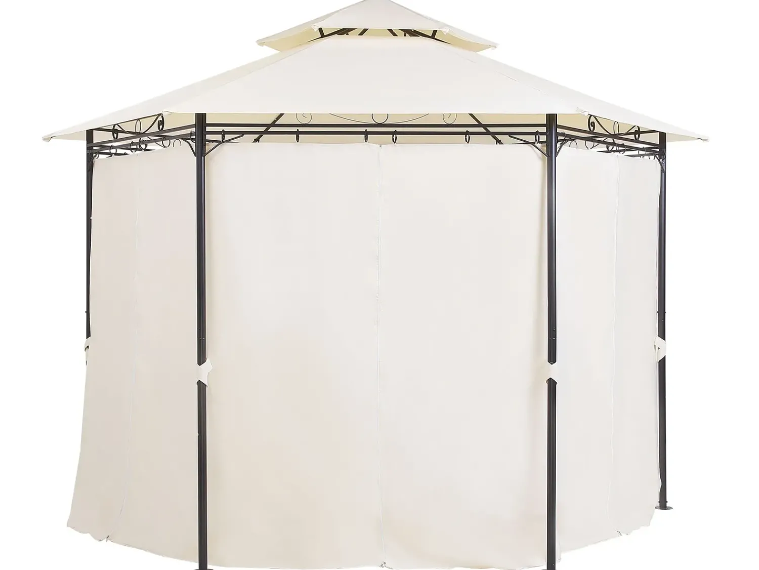 Hot Beliani Gazebo PORTEL Metallo 350 cm 350 cm Beige Beige Nero