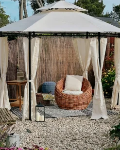 Hot Beliani Gazebo PORTEL Metallo 350 cm 350 cm Beige Beige Nero