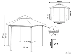 Hot Beliani Gazebo PORTEL Metallo 350 cm 350 cm Beige Beige Nero