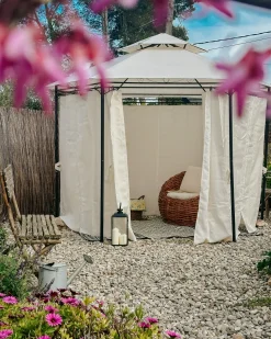 Hot Beliani Gazebo PORTEL Metallo 350 cm 350 cm Beige Beige Nero