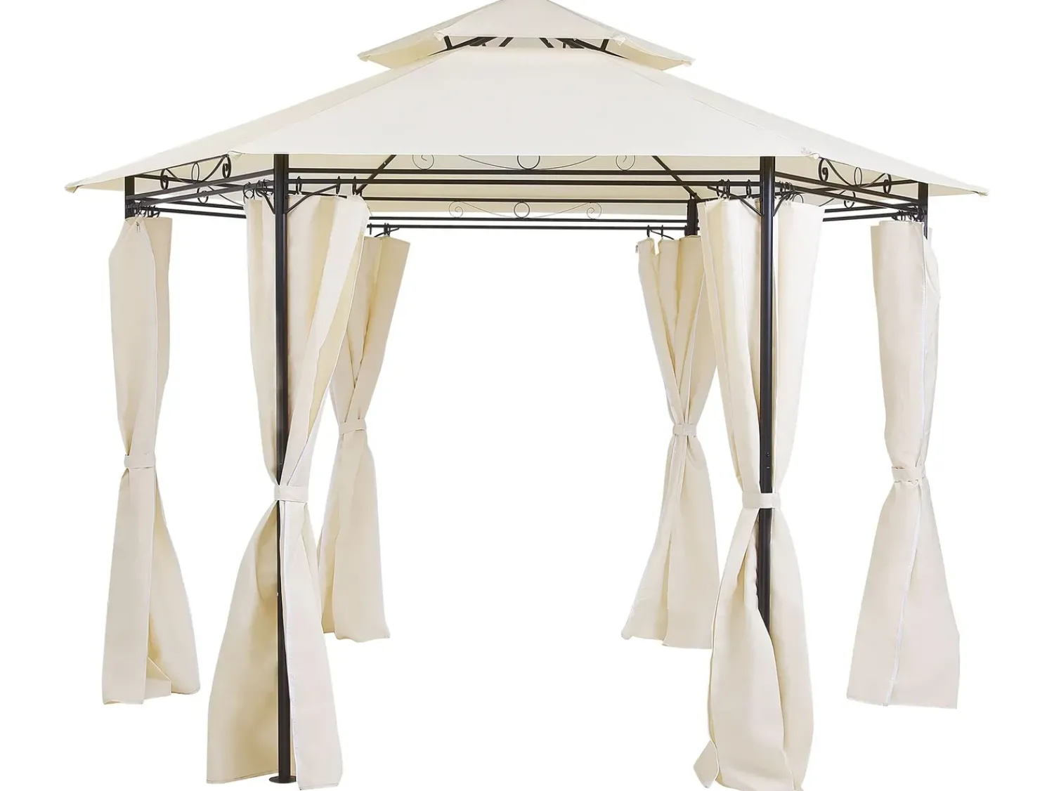 Hot Beliani Gazebo PORTEL Metallo 350 cm 350 cm Beige Beige Nero