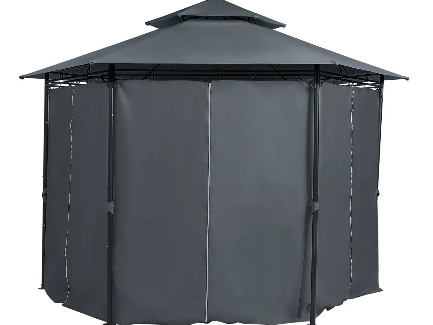 Beliani Gazebo PORTEL Metallo 350 cm 350 cm Grigio grafite Grigio Nero