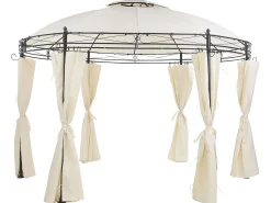 Hot Beliani Gazebo SAFARA Metallo 368 cm 368 cm Beige Beige Nero