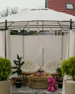 Hot Beliani Gazebo SAFARA Metallo 368 cm 368 cm Beige Beige Nero