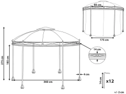 Hot Beliani Gazebo SAFARA Metallo 368 cm 368 cm Beige Beige Nero