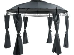 New Beliani Gazebo SAFARA Metallo 368 cm 368 cm Grigio grafite Grigio Nero