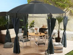 New Beliani Gazebo SAFARA Metallo 368 cm 368 cm Grigio grafite Grigio Nero
