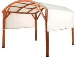 Online Beliani Gazebo SCOPELLO Legno di abete 303 cm 300 cm Marrone/Beige Bianco Marrone