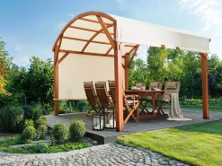Online Beliani Gazebo SCOPELLO Legno di abete 303 cm 300 cm Marrone/Beige Bianco Marrone
