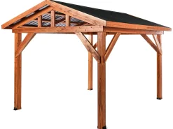 Hot Beliani Gazebo SECCHIA Legno di abete 296 cm 350 cm Marrone/Grigio Grigio Marrone